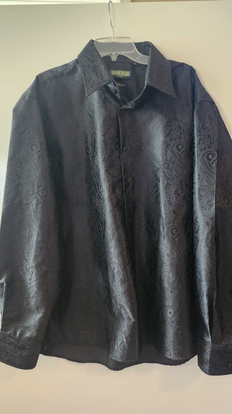 Inserch Icon Men's Jacquard Paisley Shirt Long Sleeve Button Up Size 3XL #238